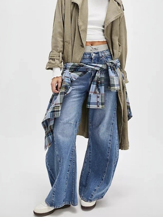 We The Free Denim - We The Free Wide Leg Flare Jeans in Light Blue Denim